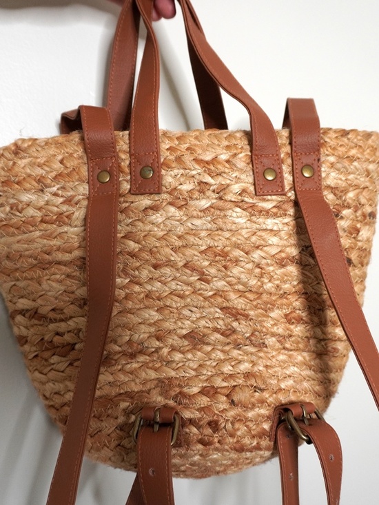 NEW XIX Palms The Shore Break Picnic Cooler Bag Raffia Jute Backpack Beach Bag main image 4